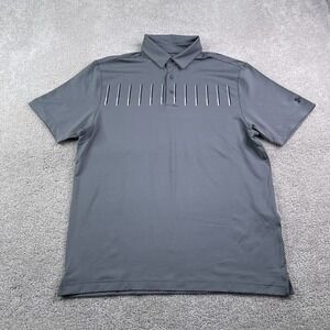 Under Armour Polo Shirt Mens Medium Grey Graphic Print Performance Golf